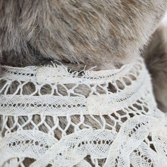 Vintage Plush Teddy Bear With Lace Collar Deri Cartier 13" - Picture 7 of 10